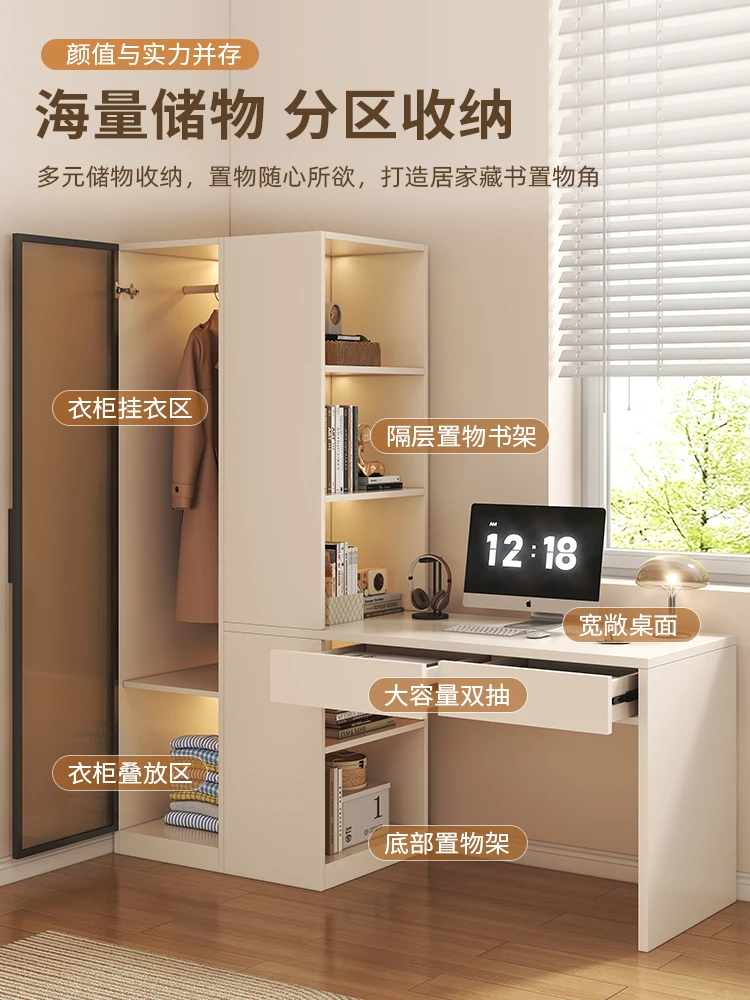 Integrated household bedroom bookcase with computer desk 2
