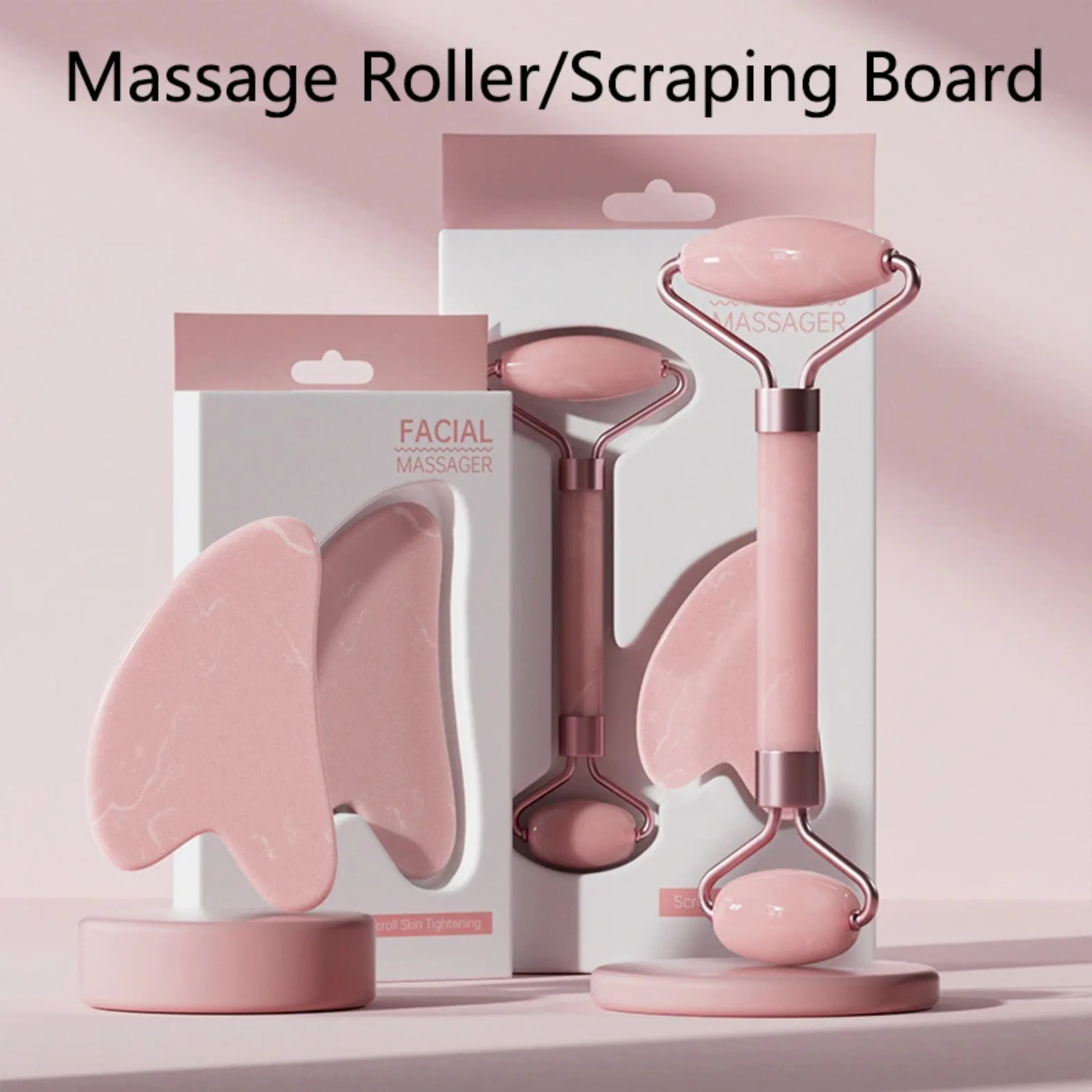 Face and Neck Massager Roller and Guasha Board Resin Non-rose Crystal Jade Roller Beauty Double-ended Massage Skincare Tools