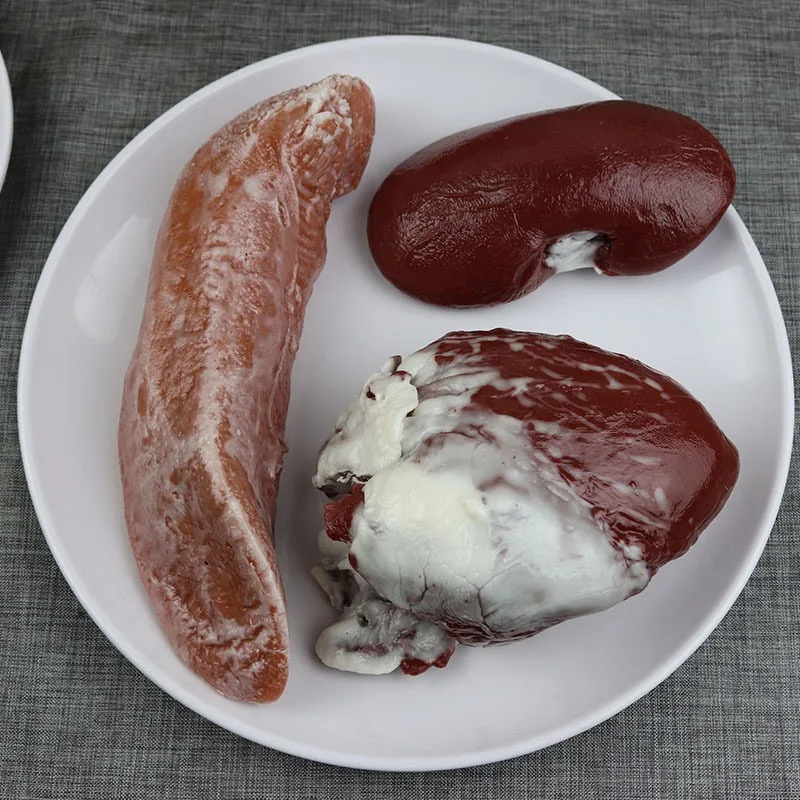 Simulation Pig Kidney Model PVC Fake Raw Meat Food Prop Artificial Offal Ornament for Restaurant Display Photography Decor