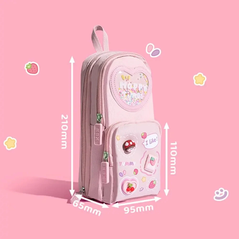 Imagem -06 - Mochila de Grande Capacidade para Meninas Lápis Bolsa de Lápis Bolsa com Zíper Estético Papelaria Titular Camadas Bolsos