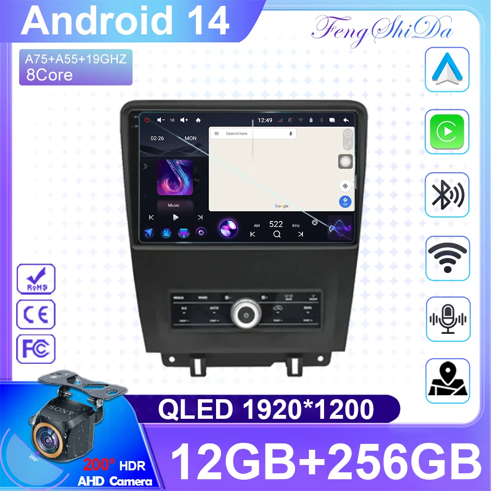 Android 14 For Ford Mustang V S-197 2009 2010 2011 2012 - 2014 Radio Stereo Screen Multimedia Carplay Car Player GPS Navigation