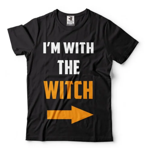 Halloween Shirts For Men I'm With The Witch Funny Halloween T-Shirt Funny  Shirt