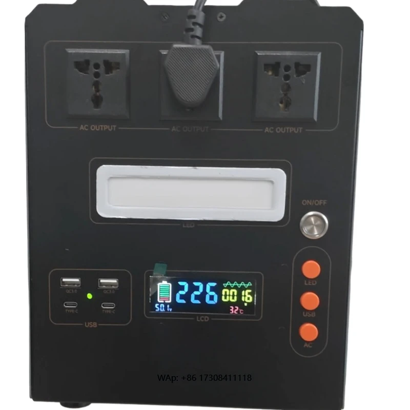 

1500W 220V 230V LiFePO4 Battery Power Station Outdoor Camping Portable Power Station Solar Generator