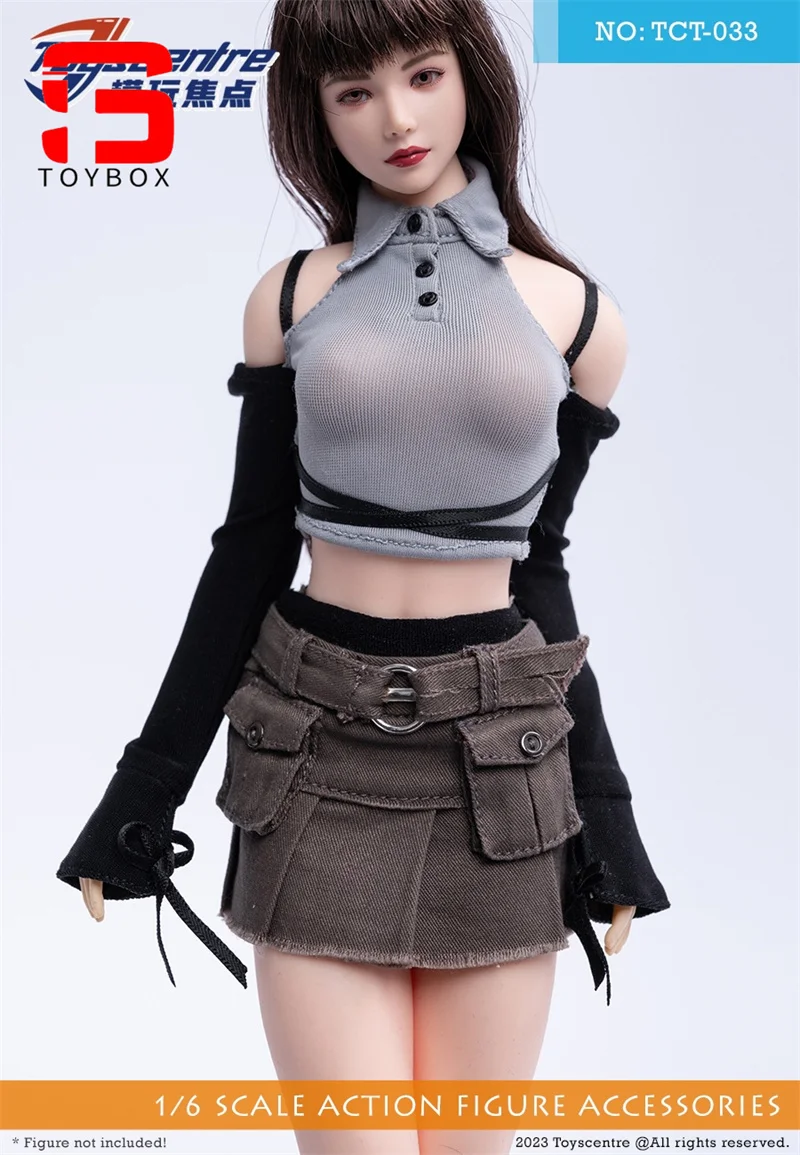 Toyscentre TCT-033 1/6 Scale Strapless T-shirt Work Skirt Hot Girl Clothes Model Fit 12'' Female Soldier Action Figure Body Doll