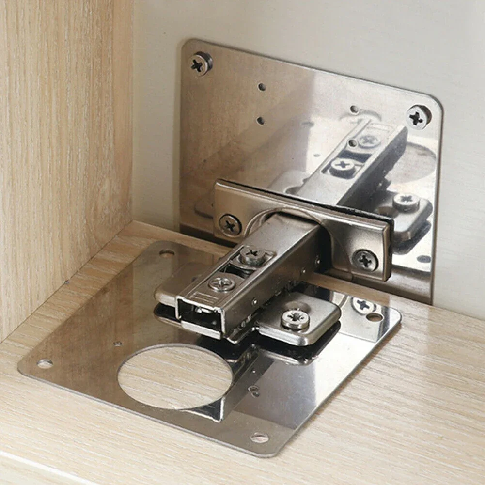 Brand New Hinge Repair Plate Cabinet Tool 90*90mm/3.5*3.5in Drawer For Door Silver Stainless Steel 1/2/4/10 Pcs