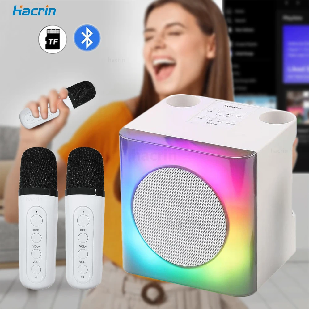 

Bluetooth Speaker Portable Speaker with 2 Wireless Microphones Karaoke Machine Home Travel Children's Gifts Bluetooth Speaker
