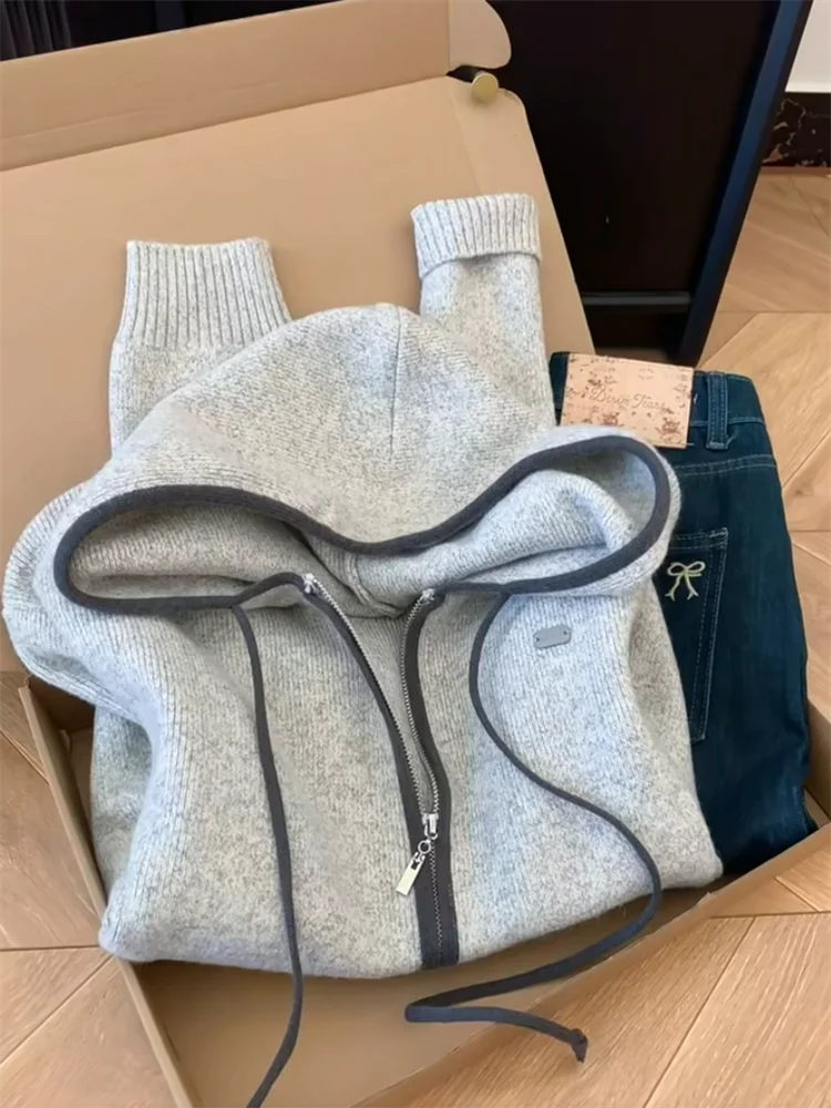 Ay Hooded Knitted O… - image