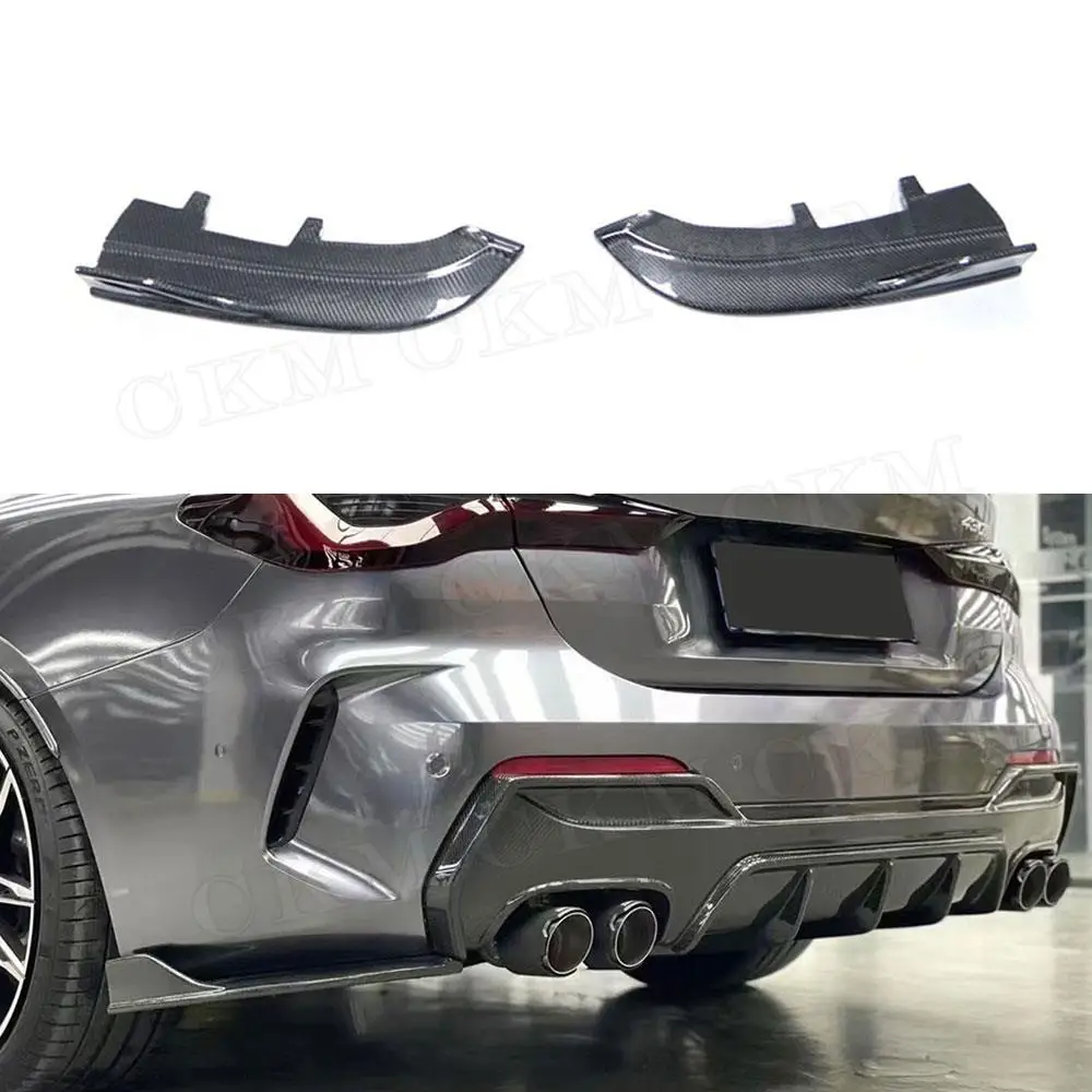 

Carbon Fiber Car Rear Bumper Lip Splitters Canards FRP Unpainted Black Trim Sticker Covers For BMW 4 Series G22 G23 2020 UP