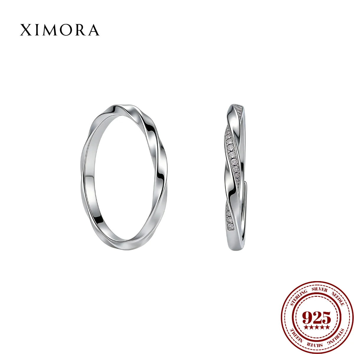 

XIMORA S925 Sterling Silver Möbius Couple's Matching Rings Romantic, Unique, Trendy Couple's Matching Rings for Lovers