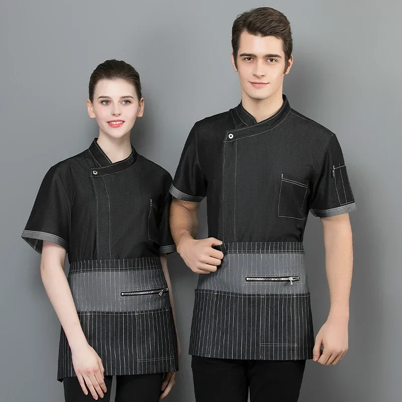 シェフジャケットレストラン制服調理男性作業トップスキッチンコートレストラン作業服ベーカリーウェイターオーバーオール