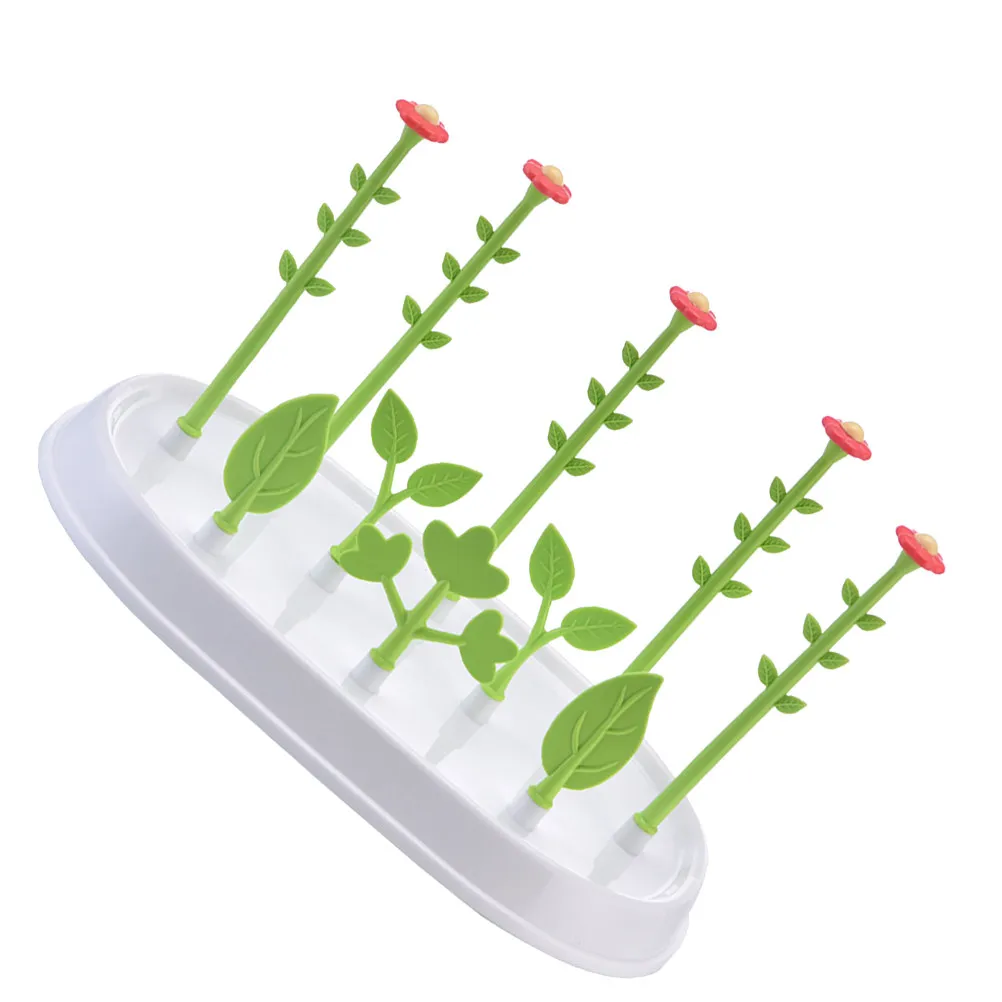 

Baby Bottle Drying Rack Flower Shape Green Detachable Pegs Stable Hold Eco-Friendly PP Material Anti-Slip Base Feeding Bottle