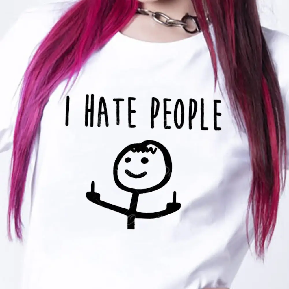 I Hate People T Shirt Softstyle Antisocial Insult Rude Swear Novelty Fun