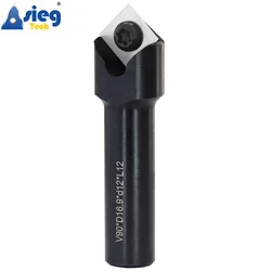 V Groove Router Bit Milling Cutter 12mm Shank 90 Degree Replaceable Carbide Insert Cutters 12mm Cut Length for CNC