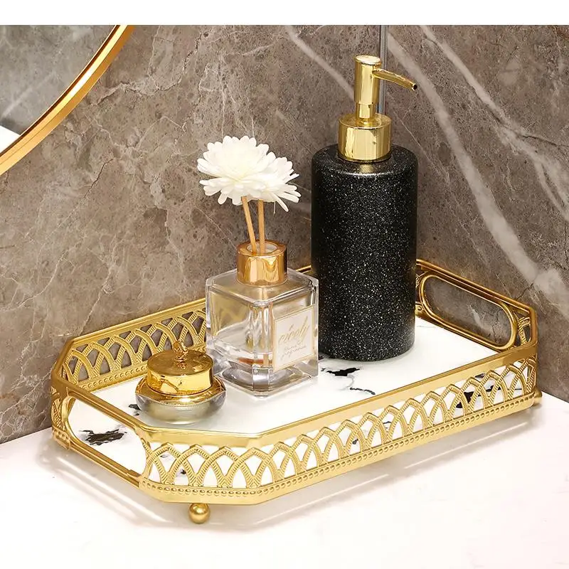 

Glass Storage Racks Single Layer Bathroom Shelves Household Cosmetics Trays Metal Brackets Toiletries