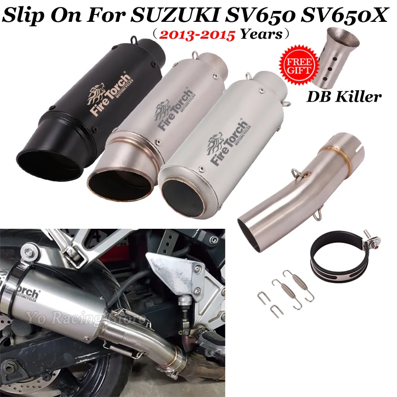 

Slip On For SUZUKI SV650 SV 650 SV650X 2003-2015 Motorcycle Yoshimura Exhaust Escape Modify Mid Link Pipe Moto Muffler DB Killer