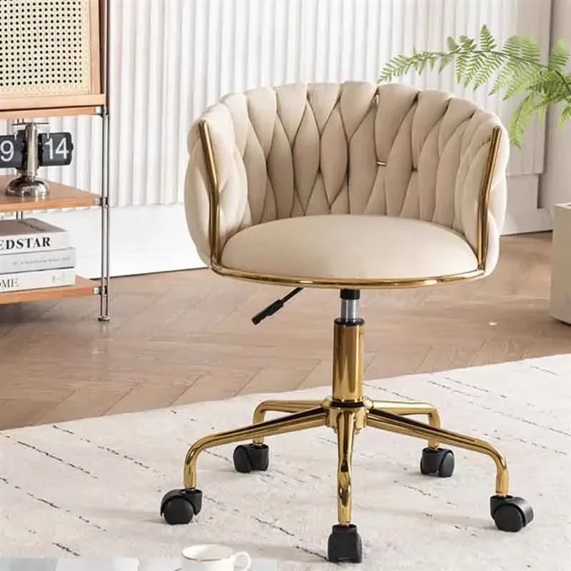 Italian Style Ladies Creative Bedroom Makeup Dressing Chair Living Room Chair with Casters, Swivel, Backrest Home Furniture