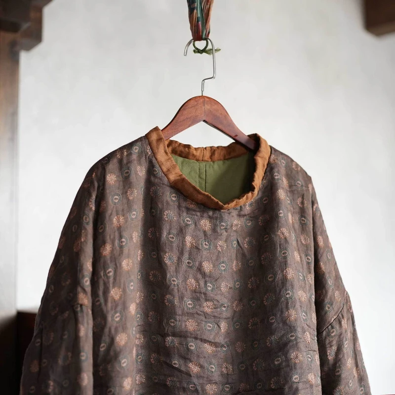 الرجعية الأزهار المطبوعة س الرقبة المرأة بسيطة السببية كل مباراة كاريكاتير بلوزات الإناث القطن مبطن الملابس الشارع ارتداء البلوز