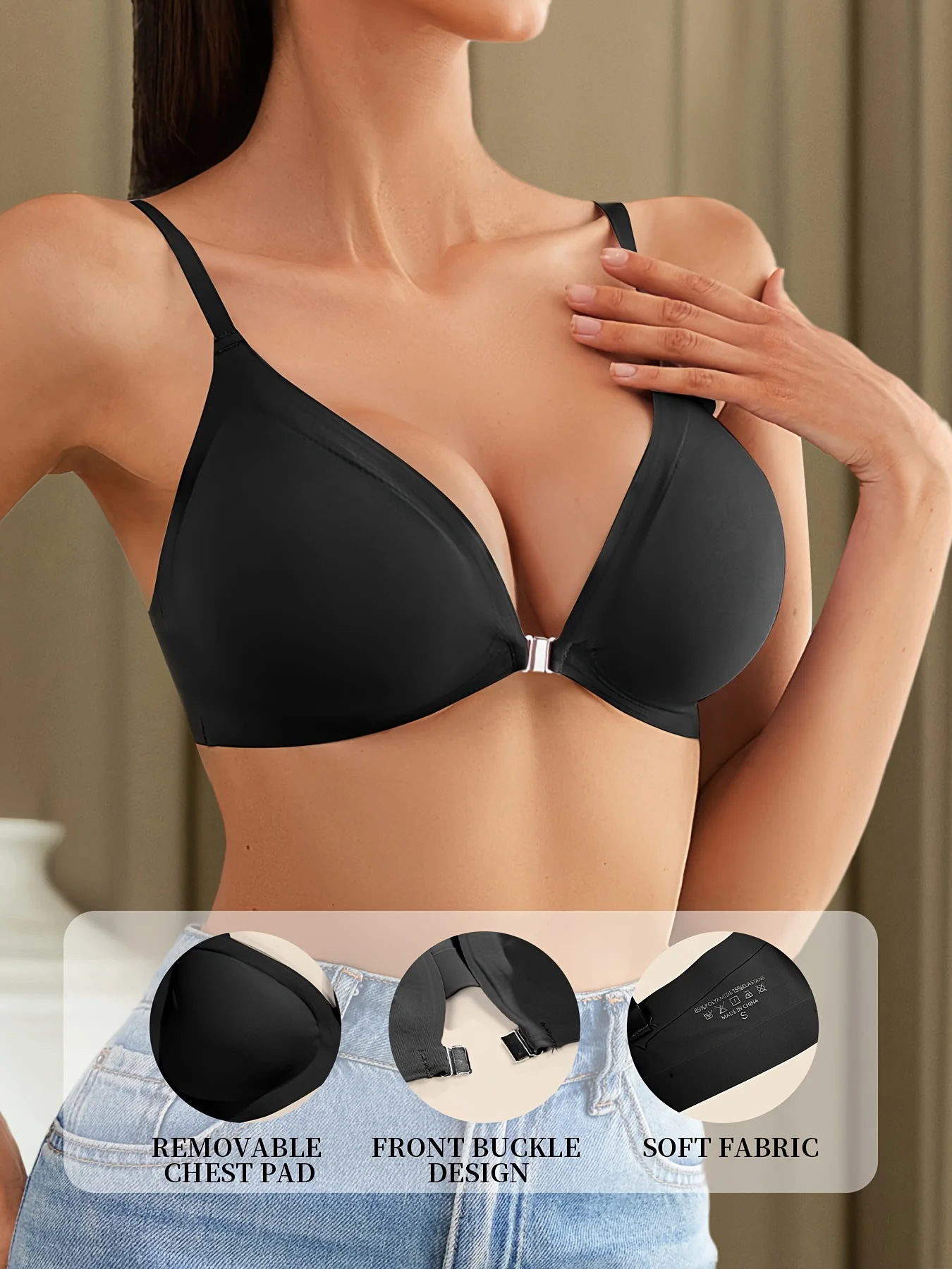 Hot Sale Bra with Front Opening Removeable Water Drop Cup Wireless Laser Cut Bra Brasier Para Mujer Women Seamless Bras