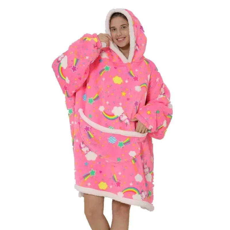 Übergroße Wearale Decke Hoodie Flanell Sherpa Fleece Warm Weich Winter Hoodie Sweatshirt für Kinder Erwachsene Kuscheln – Detail 27