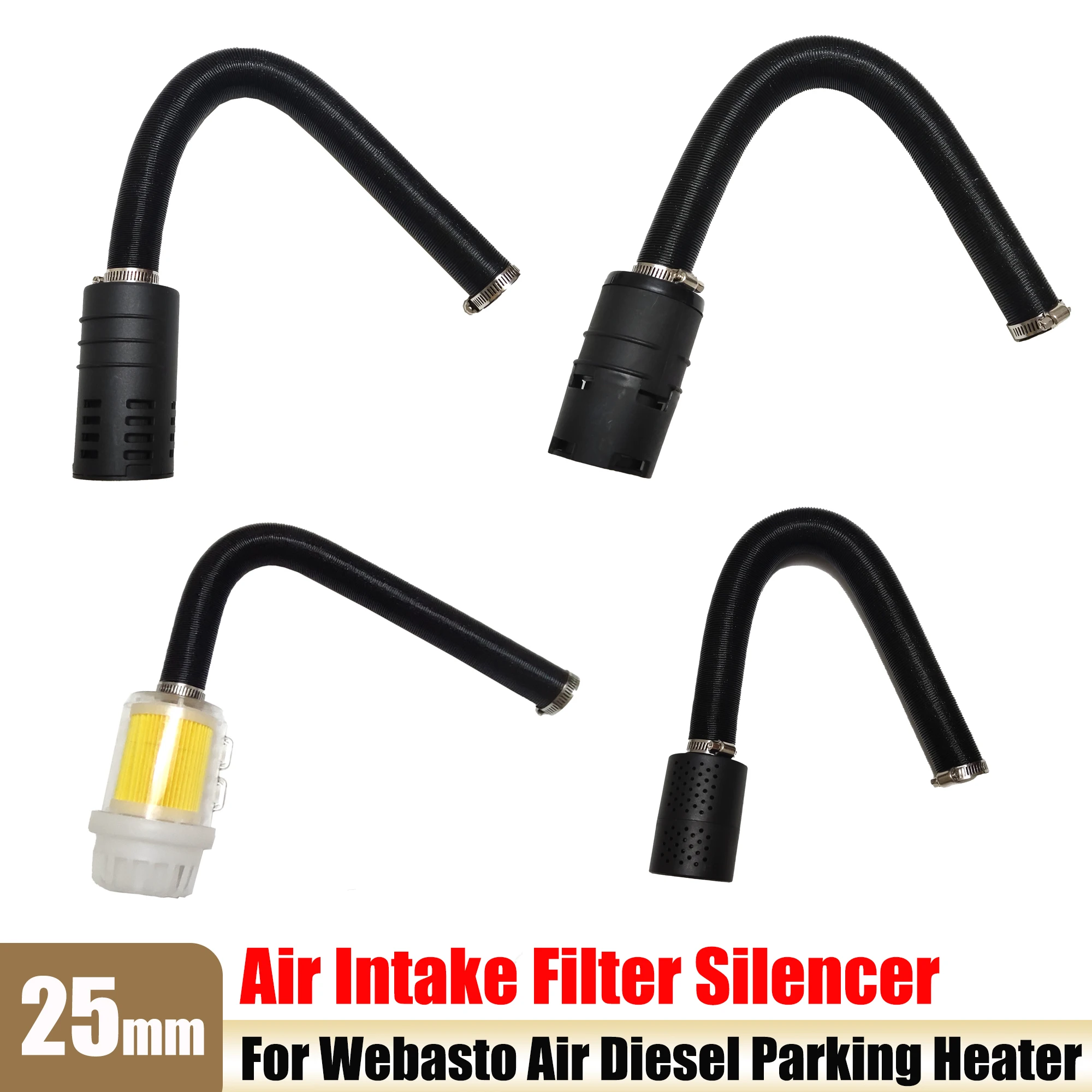 25mm Air Diesel Parking Heater Intake Filter Silencer Intake Pipe Heater Tube Filter For Webasto Eberspacher