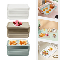 24 Pcs Fast-Food Trays Cafeteria Tabletts Rectangle Serving Tray  Stackable For Fast Food Restaurants, Cafeterias Kitchens