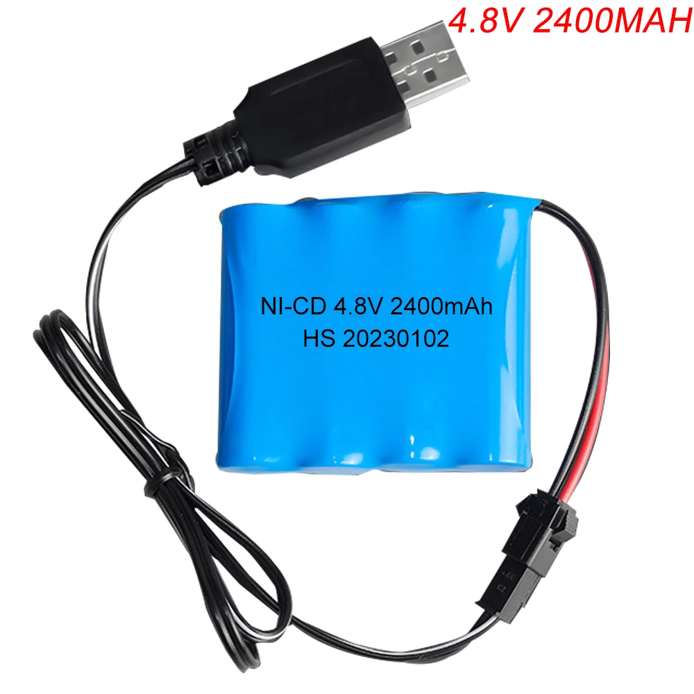 M Model 4.8V 2400mah Ni-CD Battery with USB Charger for Toy Car Dump Truck Four-wheel Drive Alloy Climbing Car AA Battery Pack