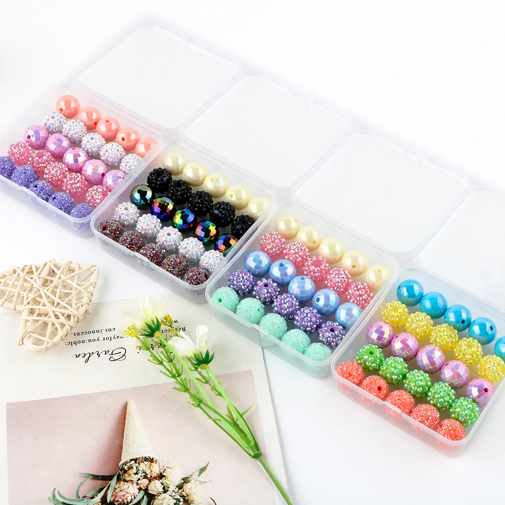 New box-packed Colored Shambhala Acrylic Beads Combination Suit DIY Key Chain Pen Necklace Bracelet Jewelry Accessories