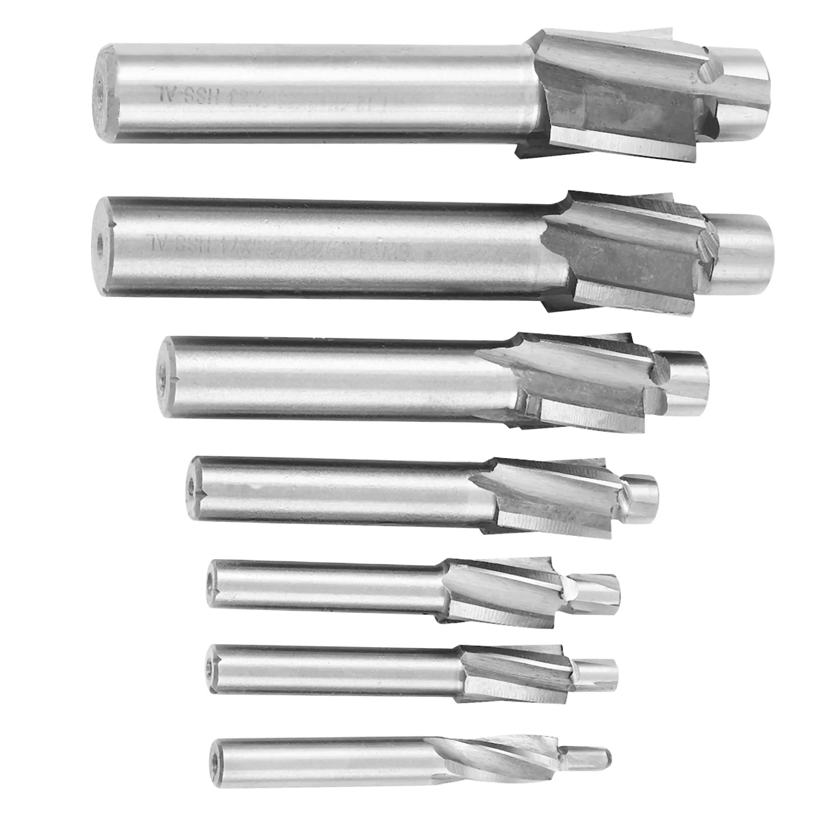 JUF-7Pcs M3-M12 Counterbore Milling Cutter High Speed Steel Pilot Slotting Tool End Mill Slot Drill Bit