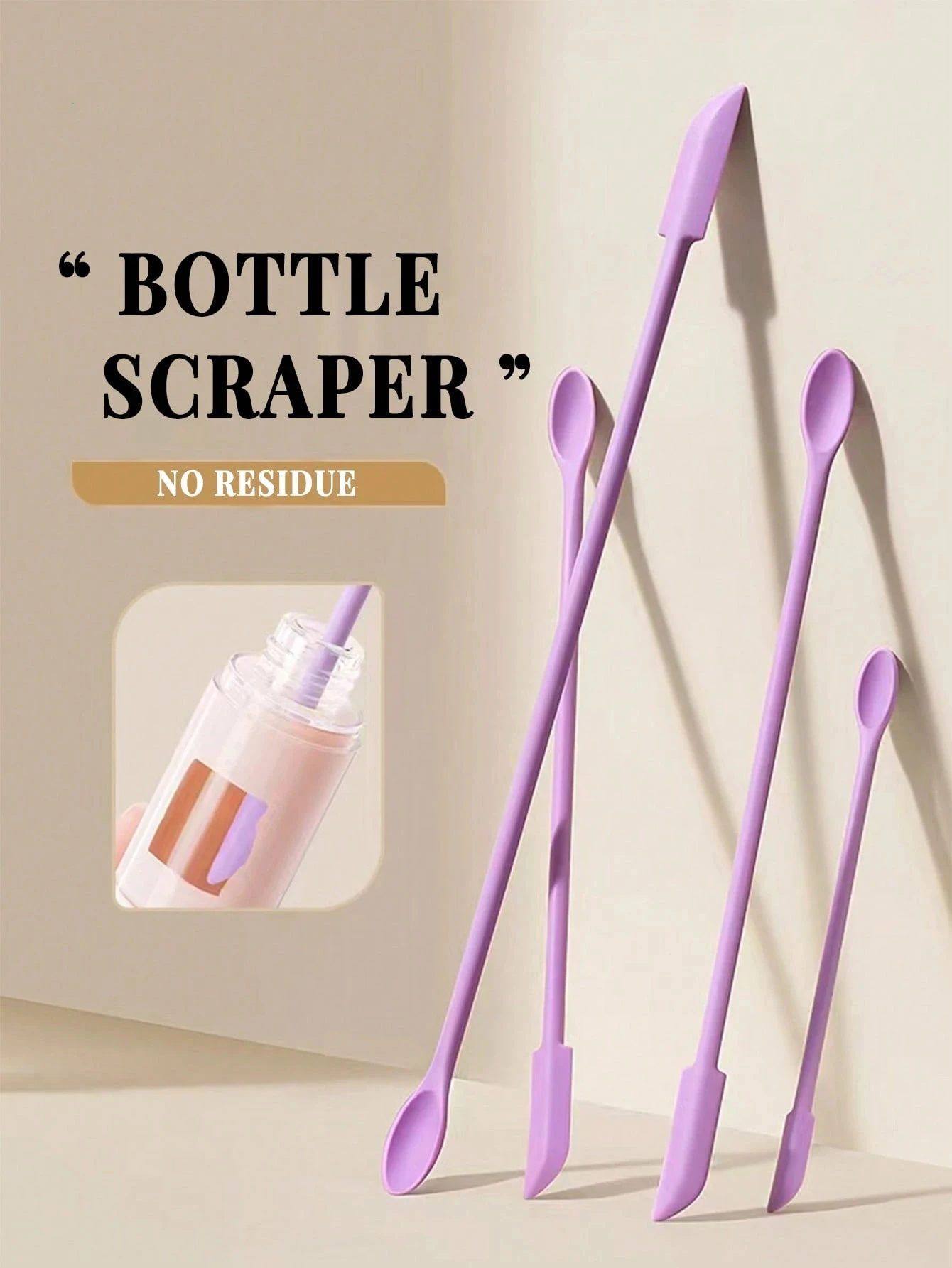 Double-Headed Silicone Empty Bottle Scraper With Black Scraper, Foundation Scraper, Tiny Lotion Jar Scraper to Get Last of Makup