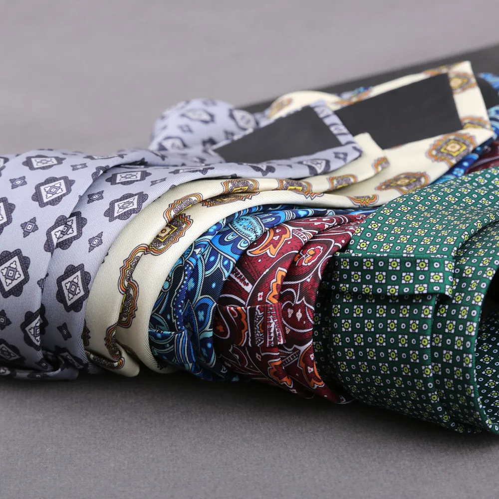 Weiche Herren-Krawatte aus Seidenimitat, bunt, 8 cm, Paisley-Blumen-Punktmuster, Business-Party-Krawatte, Accessoires, Geschenke – Detail 6