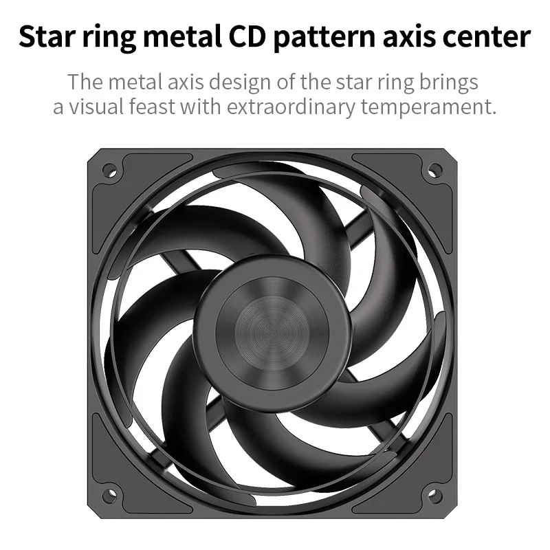 Teucer B12 12cm PC Case Fan 12V 4PIN PWM Max 3000rpm CD Pattern Annular Fan Blade Design More Stable Quieter for CPU Cooling