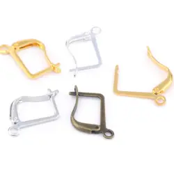 20pcs 10x20mm Gold Silver Color Square Earring Hook Earwire Earrings Fitting Ear Setting Base for DIY Jewelry Making Accessories