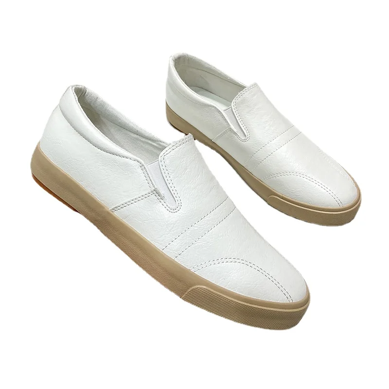 

2024 New Leisure Men Pu Leather Flats Shoes Slip On Outdoor Casual Shoes Low Top Lazy Shoes Non Slip Loafers Moccasins