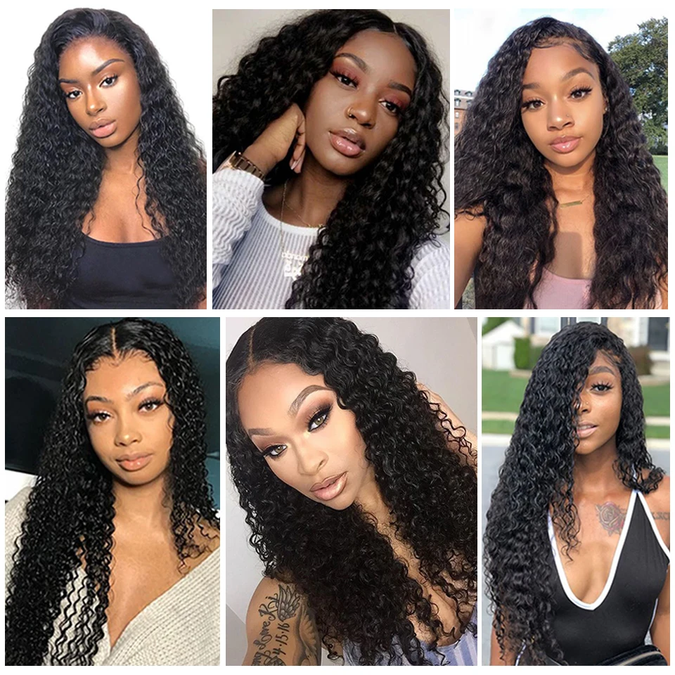 2/3 Bundles With Frontal Kinky Curly Weaving 13*4 Lace Front With Human Hair Bundles HairUGo Brazilian Transparent Lace