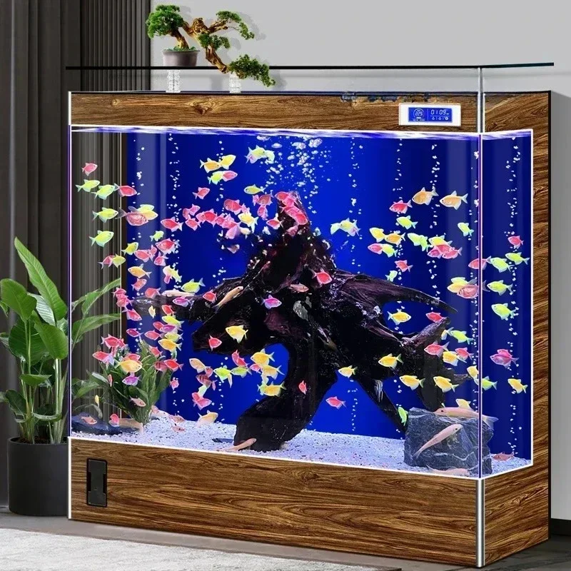 New Super White Glass Fish Tank Living Room Small Household Ecological Change Water Large Back Filter Loop Floor Aquarium