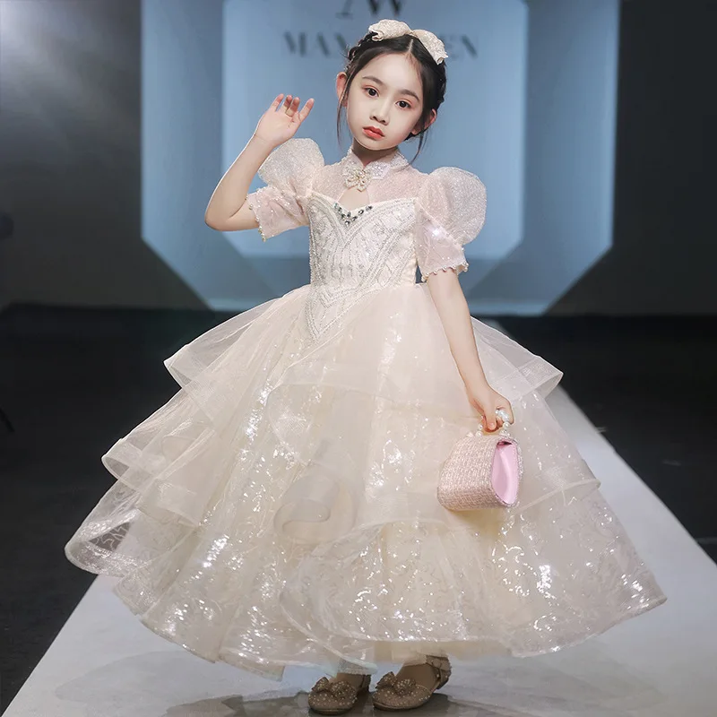 

Children's Formal Dress High-End Evening Dress Girl's Birthday Princess Dress Stylish Little Host Wedding Piano Performance Dres