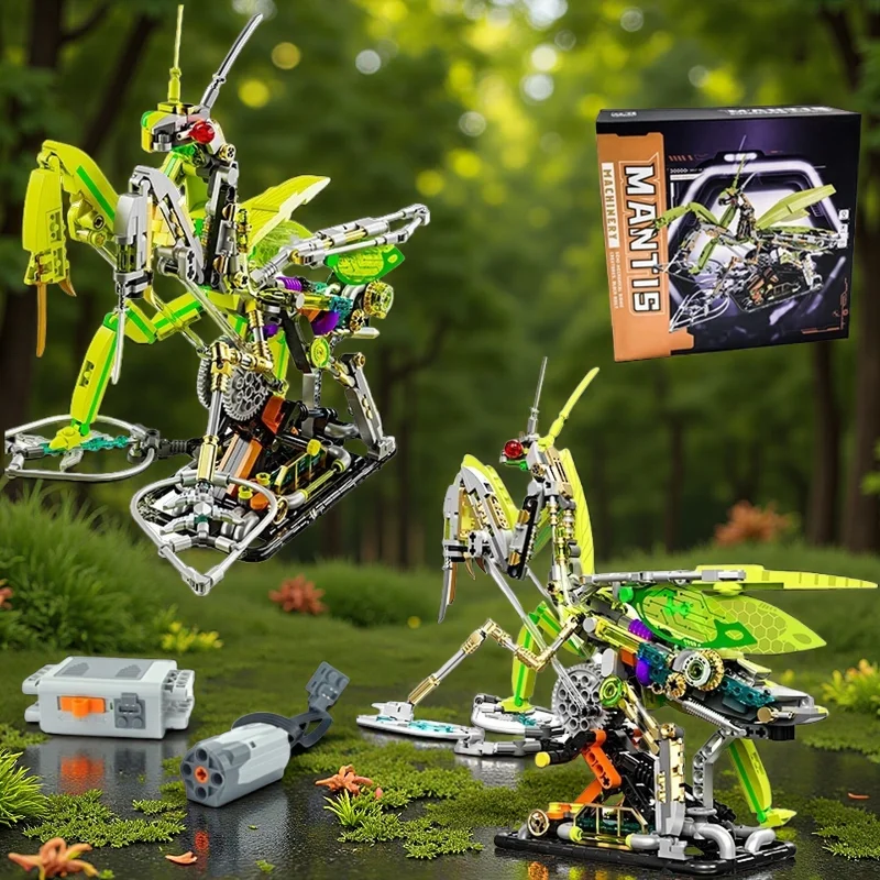 MOC-Juego de bloques de construcción de Mantis mecánico creativo, Kit de modelo de Moto de potencia de insectos, montaje DIY, juguetes de ladrillos, regalo de cumpleaños para niños ​