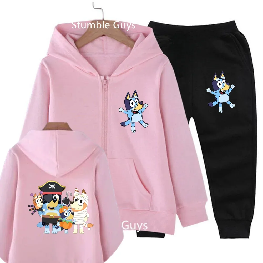 

2024 Miniso Disney Blue Hot Selling Athleisure Party Family Top for kids 1-14 years old Cute boys girls zipper hoodie set