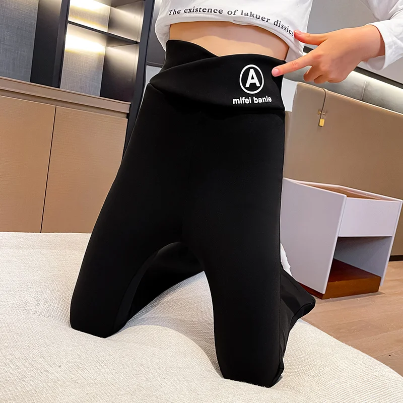 Child Winter Flare Pants Girl Warm Casual Boot Cut Thermal Trousers With Fleece-Lined Kids Black Thick Insulated Sweatpants 5-14