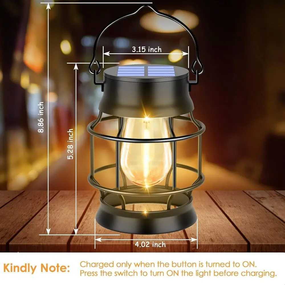 Metal Lanterns Outdoor Hanging Lights, 4 Pack, Warm White, Cozy Ambient Light, Charges in 6-8 Hours, 10-12-Hour Runtime, IP65 Wa