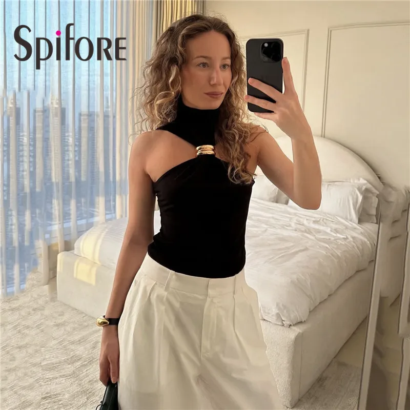 Spifore 2025 새로운 패션 streetwear 여성 탱크 탑 섹시한 민소매 슬림 캐주얼 자르기 탑 여름 파티 Clubwear Y2K 조끼 Dropship