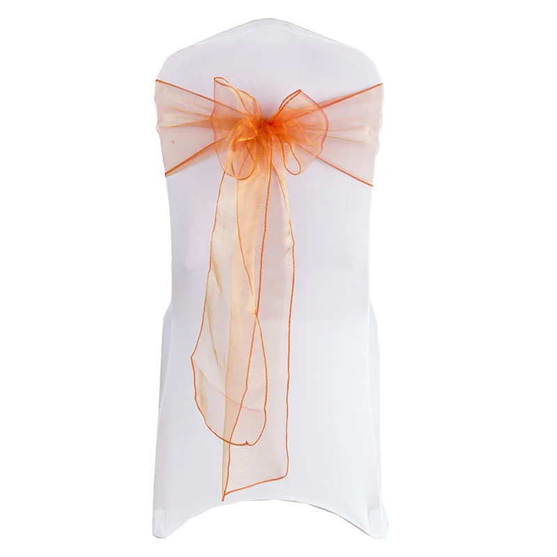 10/50/100 Pcs Chair Sashes Organza Bow Tie Ribbon Knot Seat Back Belt For Hotel Banquet Country Wedding Party Event Decoration