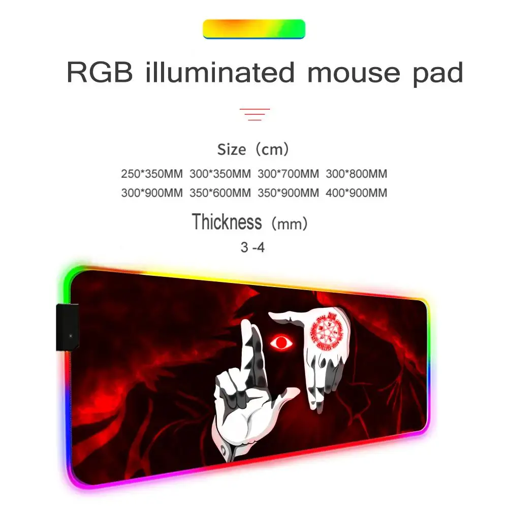 Anime Hellsing Alucard Mouse Pad Gamer Rgb Desk Mat Back Light Led Mousepad Setup accessori da gioco Deskmat Big Mousepad