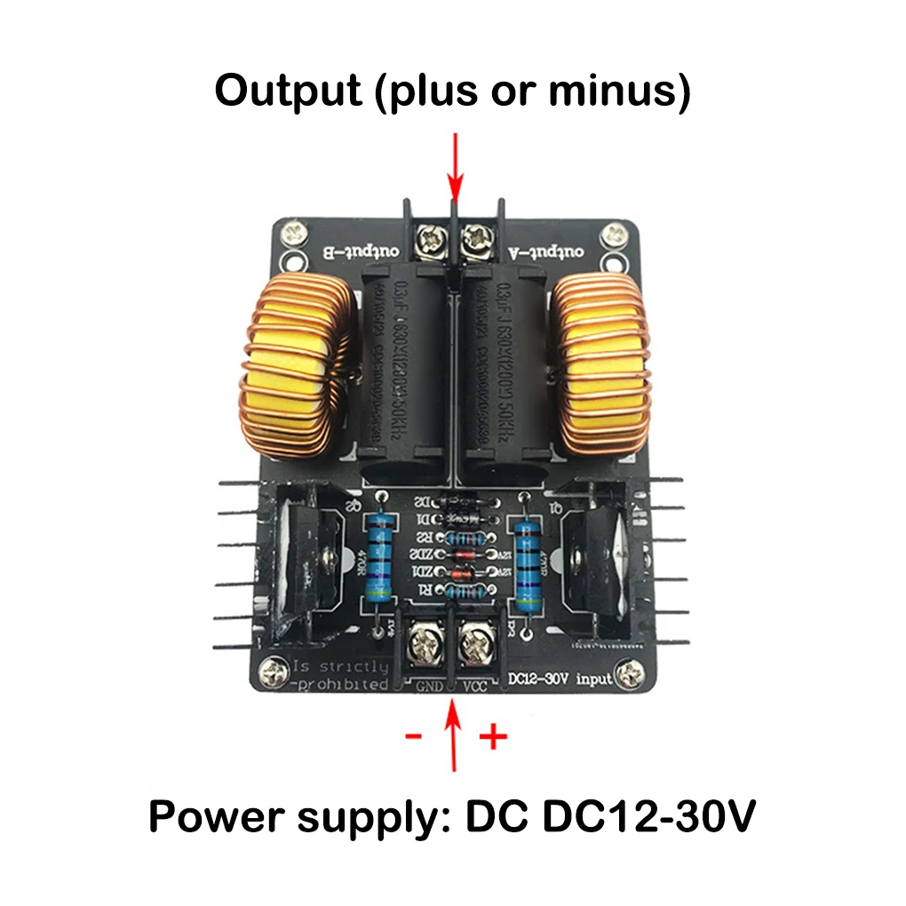 20A 1000W Plate Coil Copper ZVS Tesla Coil Power Supply DC Wire Induction Heating Board High Voltage Generator Driver Board