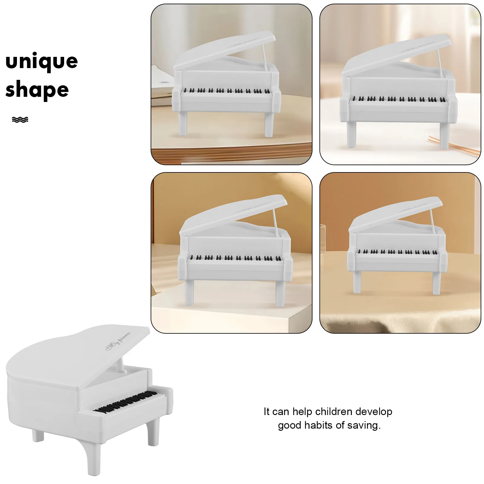 Divertente salvadanaio per pianoforte per bambini Spaziosa salvadanaio con cartone animato, ideale per la responsabilità dell'apprendimento dei regali di compleanno e le vacanze