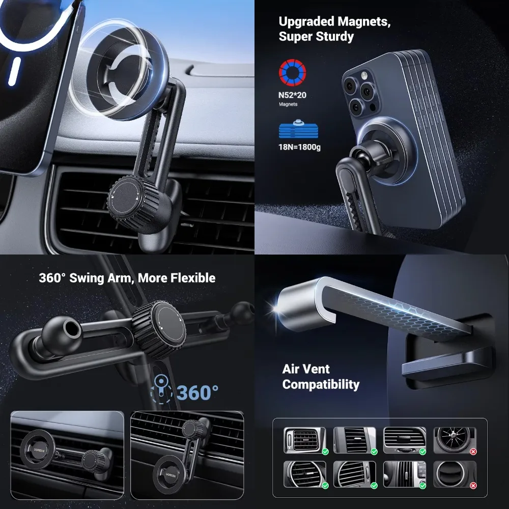 

ftvae Magnetic Car Phone Holder Magsafe Air Vent Phone Stand Unviersal For iPhone 15 14 13 Pro Max Xiaomi Samsung Strong Magnet