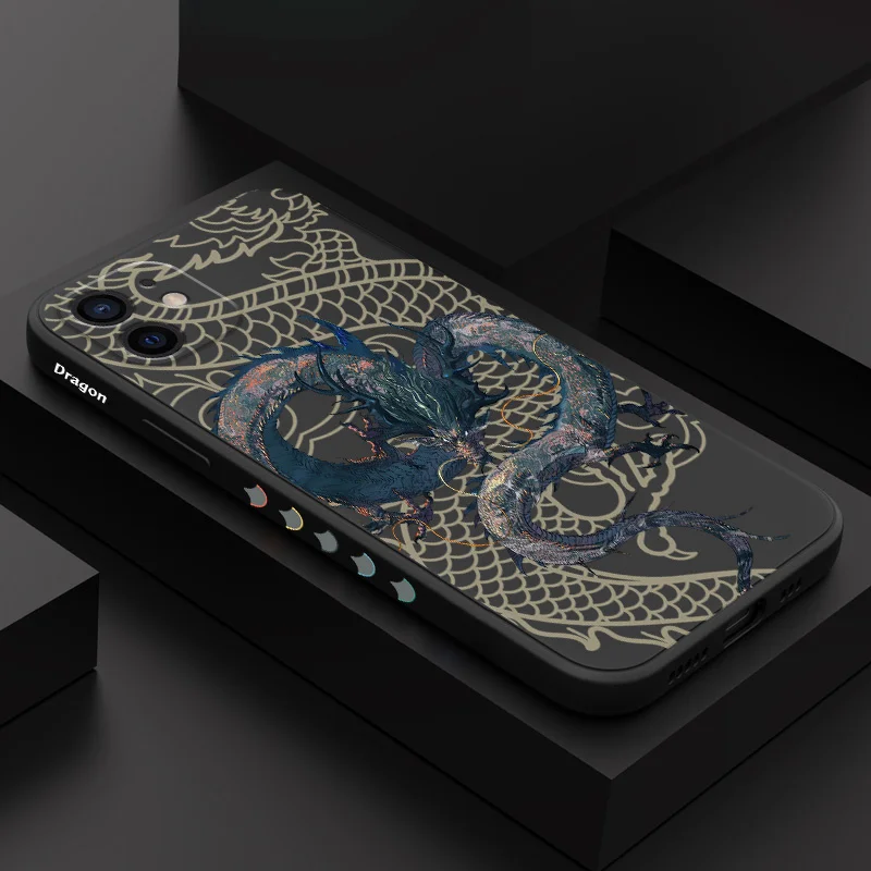 

Ink Lines Dragon Phone Case For iPhone 12 11 X XR XS 8 7 SE2 Plus Pro Max Mini Liquid Silicone Cover