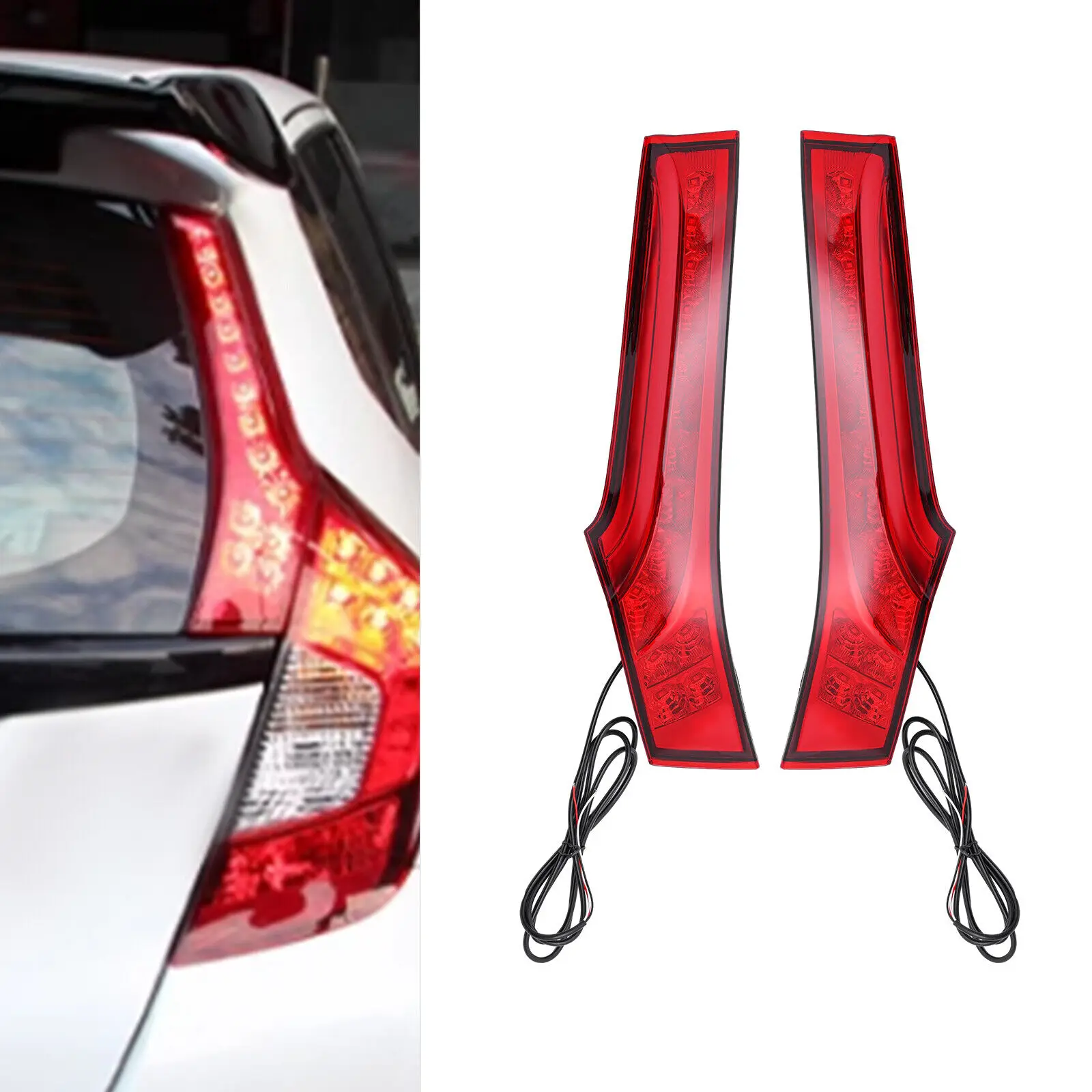 Brake Red LED Lamp L+R Pair Car Rear Trunk Pillar Light for Honda Fit 2014-2019