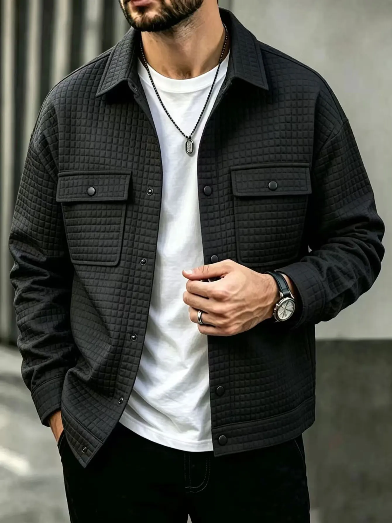 Herren Freizeit-Karo-Jacke - Modische Vielseitige Oberbekleidung für Freizeit & Formelle Anlässe – Detail 1