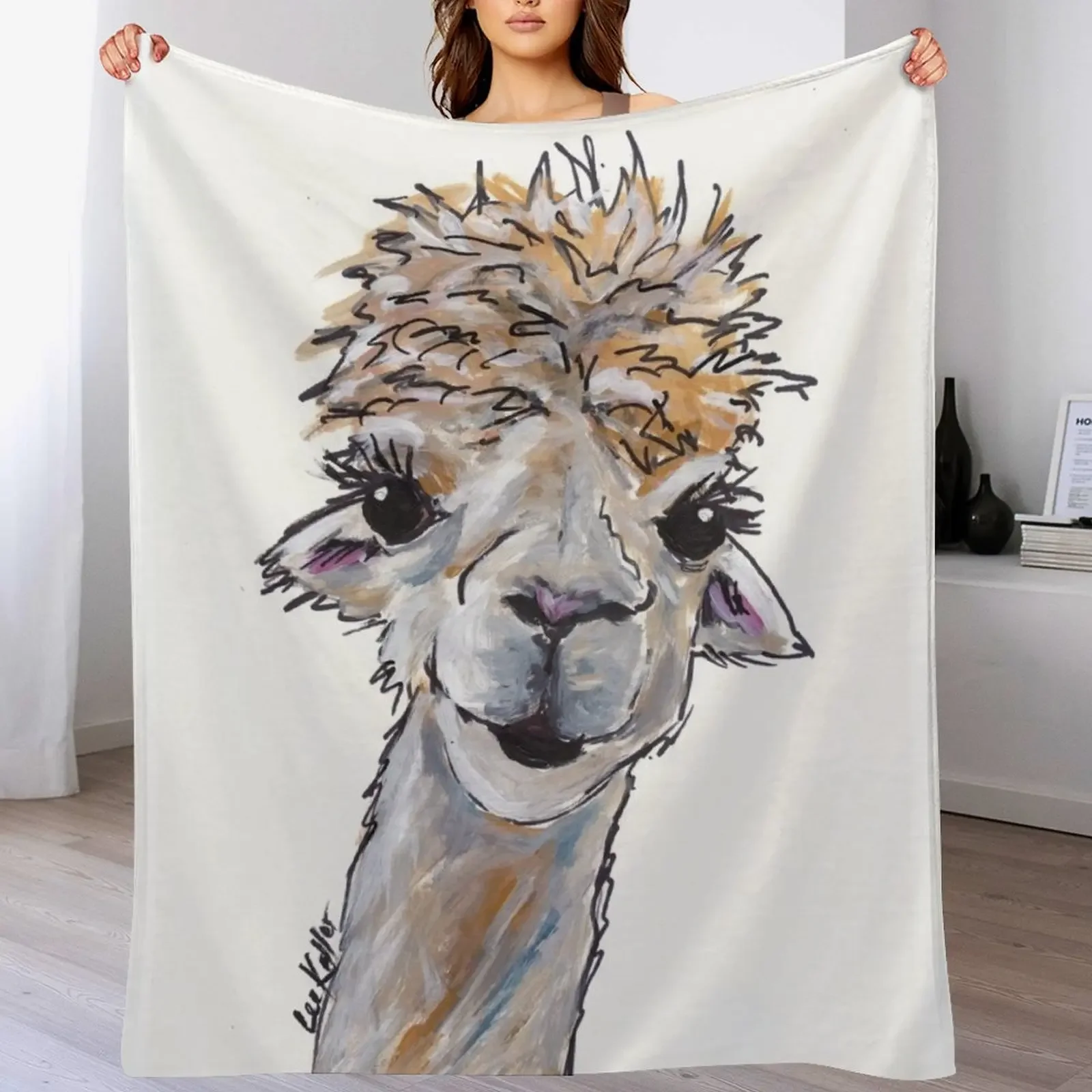 

Cute Alpaca Art, Angel Throw Blanket Thermal warm winter Furrys manga Blankets